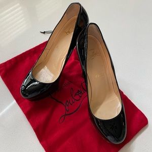 Christian Louboutin Black Patent Leather Bianca 120 Platform Pumps